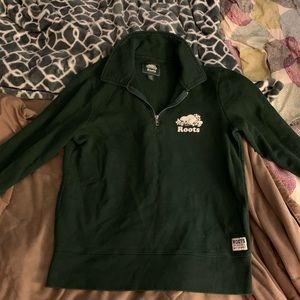 Dark green Roots quarter zip